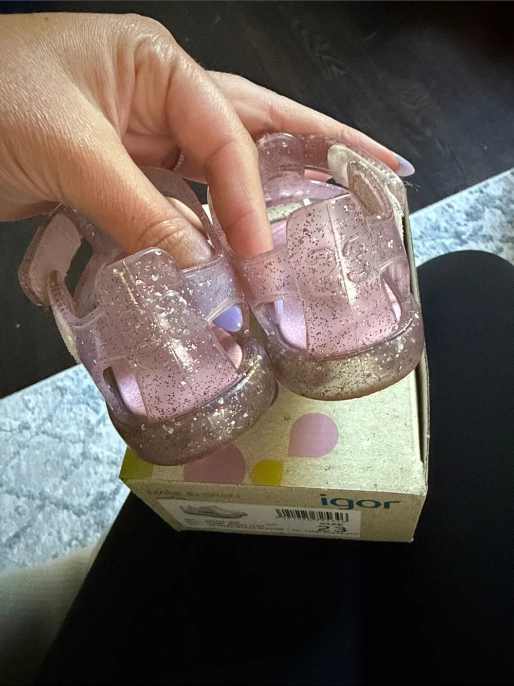 igor Pink Glitter Daisy Jelly Sandals for Kids